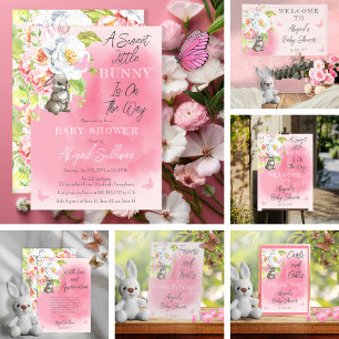 甘い小さなバニーの赤ちゃんシャワーの好意とおやつ 台座サイン