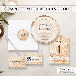 木の樹皮素朴結婚の 招待状