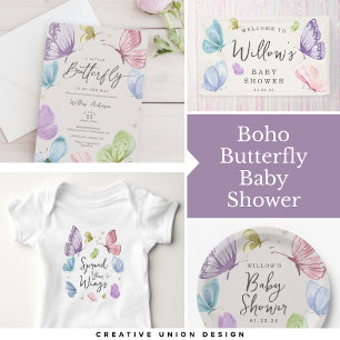 Boho Spread Your Wings Butterflyベビーワンピース ベビーボディスーツ