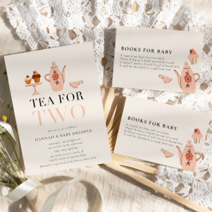 2人のお茶   Blue Teaパーティーベビーシャワー 招待状