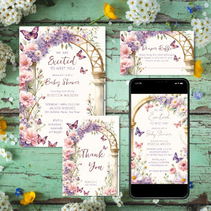 小さな蝶の赤ちゃんシャワーおむつラッフル エンクロージャーカード