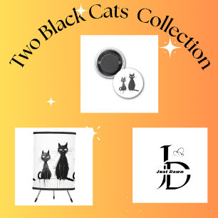 黒猫2匹 マウスパッド