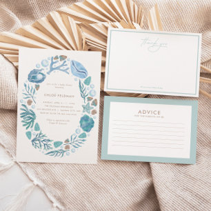 海の水の色の赤ちゃん航海ののシャワーの下 アドバイスカード