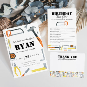 少年の建築ビルダー誕生日 サンキューカード