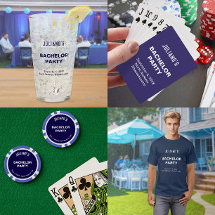 ダークブルーバチュラーパーティ招待状 招待状