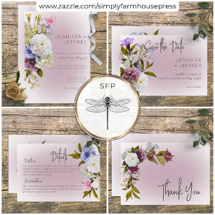 Peri White Mauve Floral Modern Reception Card エンクロージャーカード
