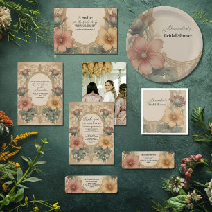 ヴィンテージアールヌーボーフローラブライダルシャワー ラベル