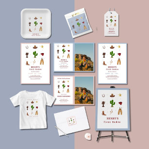 ファーストロデオカウボーイ子供の誕生日 ベビーTシャツ