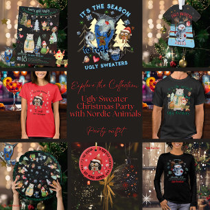 彼は醜いセーターのブラックトップが好きだ Tシャツ