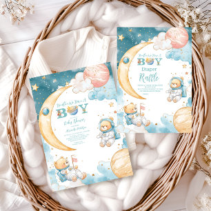 Teddy Bear Houston私たちは少年おむつラッフルを持っている エンクロージャーカード