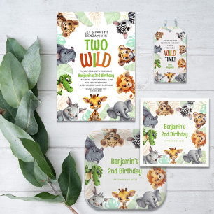 サファリジャングル動物をテーマにした子どもの2歳の誕生日 ペーパープレート