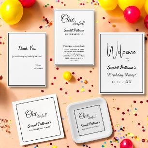 シックミニマルブラック&ホワイトエレガント誕生日 サンキューカード