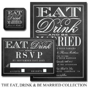 食べ飲み飲み結婚したとBeChalkboard結婚の 招待状