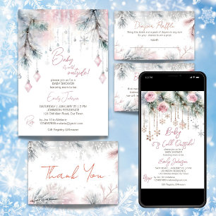 ベビー冬のベビーシャワーパステル外は寒い サンキューカード