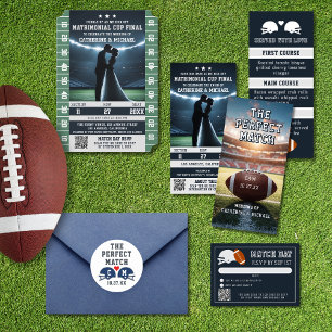 サッカーマッチチケットQRコード結婚とRSVP 招待状