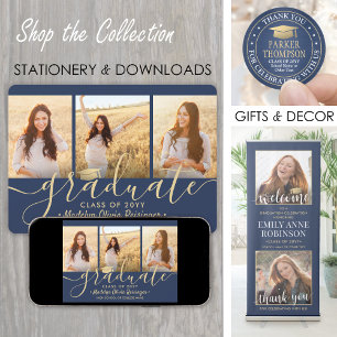 4フォトコラージースクリプト海軍金ゴールド卒業パーティー 招待状