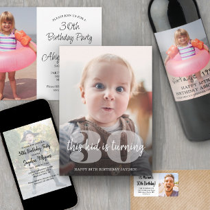 ハッピーバースデー　“This Kid”　シンプル　モダン　2 フォト 招待状