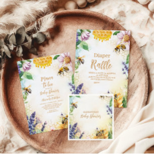 ママとビー野花ミツバチ母おむつラッフル エンクロージャーカード