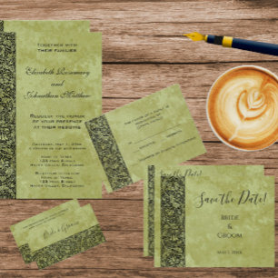 ヴィクトリア調フラワーモチーフのヴィンテージな結婚式用「Save the Date」 ポストカード