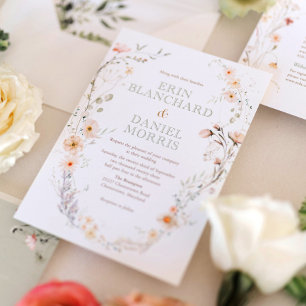 Watercolour Wildflower Wedding Details Card エンクロージャーカード