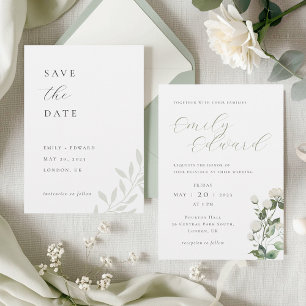 エレガントなセージグリーンの結婚式ウェブサイトRSVP エンクロージャーカード