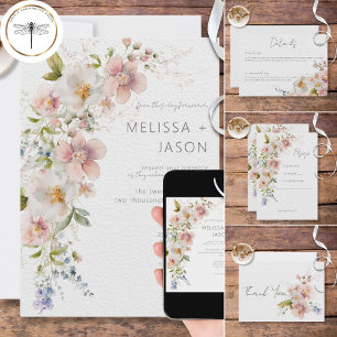 Pastel Floral Modern Wedding Thank You サンキューカード
