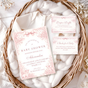 はなびらピンクのビンテージ トワル ラム ダイパー ラッフル エンクロージャーカード