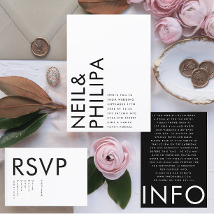 Ultra Modern Bold Big NAME Simple Wedding エンクロージャーカード