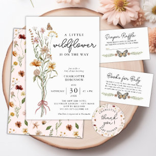 Little Wildflower Girl Baby Showerありがとう ラウンドシール