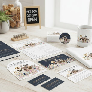 ネイビーブラウントーンペットレポートかわいい犬を搭乗 ラックカード