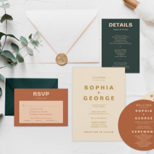 Boho宝石モダンアーストーン詳細挿入カード 招待状