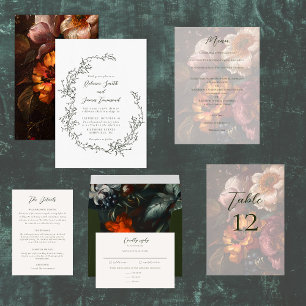 植物性リースファインアート絵を描ズオリーブ結婚ズ 招待状