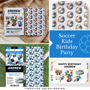 サッカー誕生日パーティカスタムサンキューカード サンキューカード