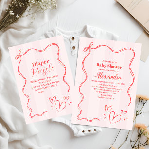 ピンクストライプコケット弓ベビーシャワー スタンダードカクテルナプキン