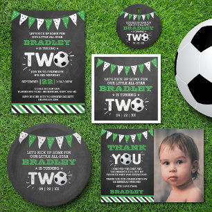 オールスターのサッカーボール2nd誕生日の写真 招待状