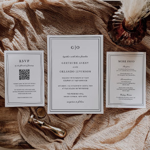 ジェルトルードブラックアンドホワイトクラシックエレガントな結婚式 招待状