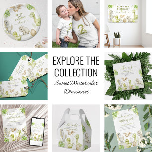 キッズウォーターカラー恐竜の誕生日パーティー 招待状