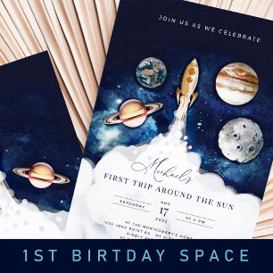 宇宙惑星ボーイファースト誕生日招待状 招待状