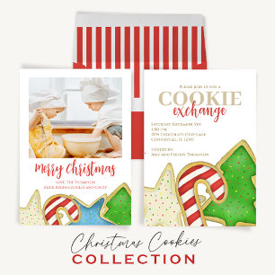 Christmas Watercolor Cute Cookies 1 Photo シーズンポストカード