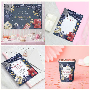 バジェットムービーナイト子供の誕生日招待状