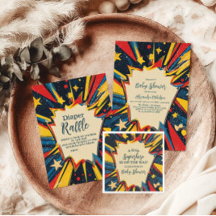 ヴィンテージ漫画ブックボーイベビーシャワーおむつラッフル エンクロージャーカード