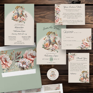 ボホフローラウェスタン女性のカーボーイブーツモノグラムの 出欠カード