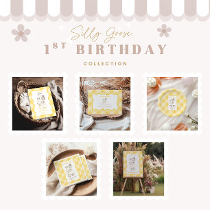 シリーガチョウ 1歳の誕生日 イエローギンガム ペーパープレート