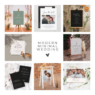 モダンミニマルコンテンポラリー結婚グリーン 招待状