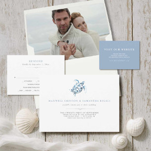 結婚式招待状ベリーバンドモノグラムブルー 招待状ベリーバンド