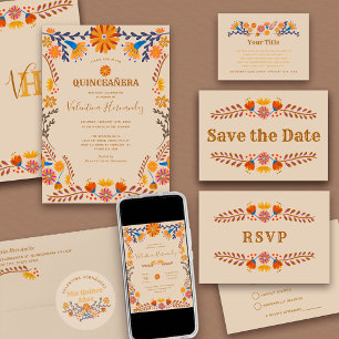 メキシコフローラウェスタンタイポグラフィRSVPカード 出欠カード