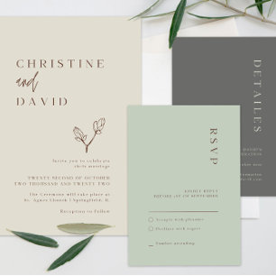 ミニマリストボホブラックアンドホワイト結婚式招待状 招待状