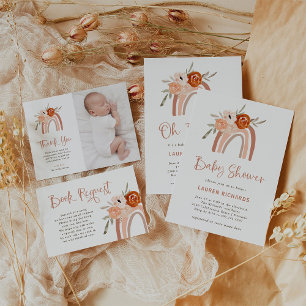 オレンジテラコッタボホ  レインボーベビーシャワー 招待状