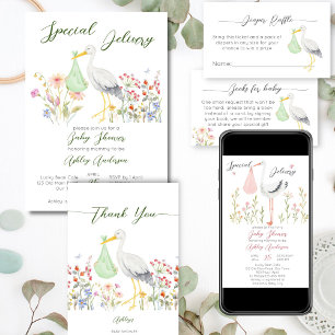 コウノトリ特別おもしろい配達赤ちゃんシャワー 招待状