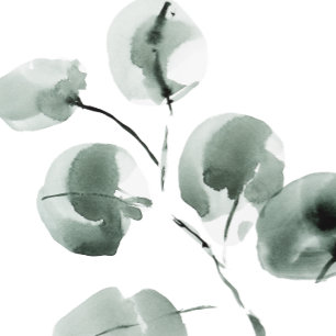 消音した緑のユーカリモダン結婚プス 招待状